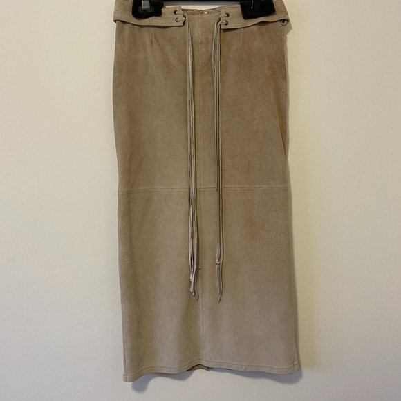 VINTAGE Suede Maxi Skirt - Picture 4 of 9